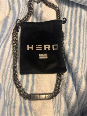 Hero Black Stainless Steel Chain Necklace for Men